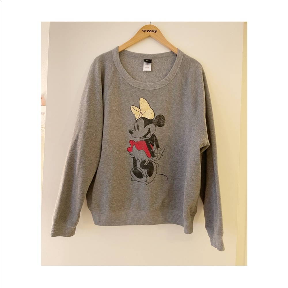 Disney from Target Minnie Mouse grey gray crew neck sweatshirt size XXL
